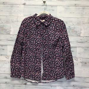 Medium floral long sleeve como vintage button up shirt